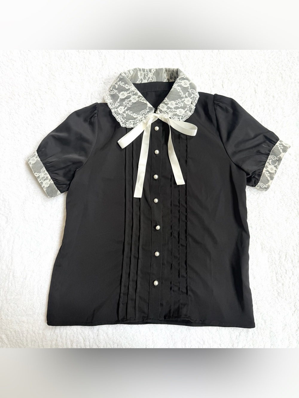 Mars Blouse Jirai Kei Ryosan Lolita Hearts Lace Tops Japan Idol White Black Bow